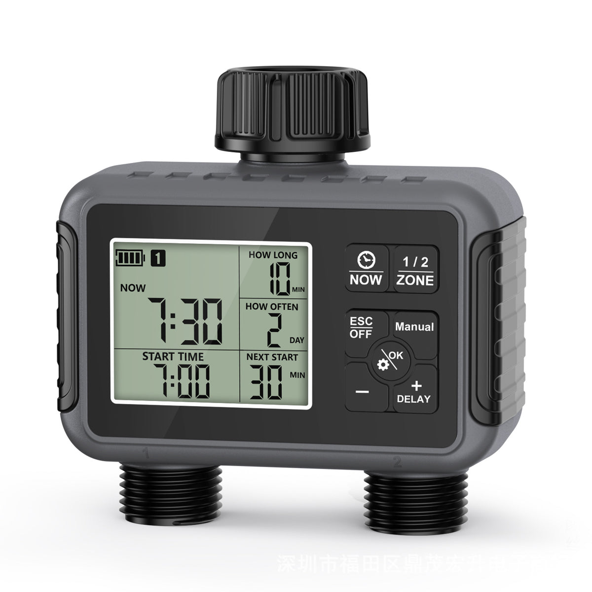 Dual-Outlet Water Valve Timer Smart Irrigation Controller (3/4 in BSP)