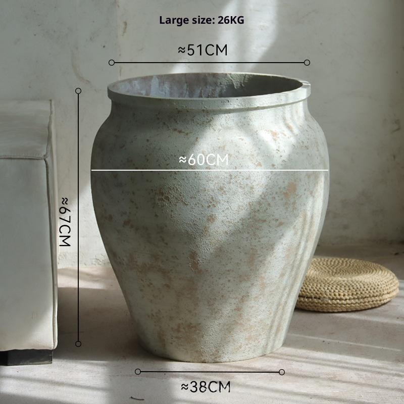 Retro Cement Large Jar Decorative Planter (Stone)