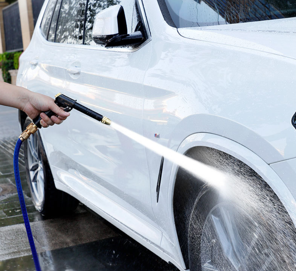 High-Pressure Car Wash Water Gun Set with Telescopic Hose & Foam Nozzle