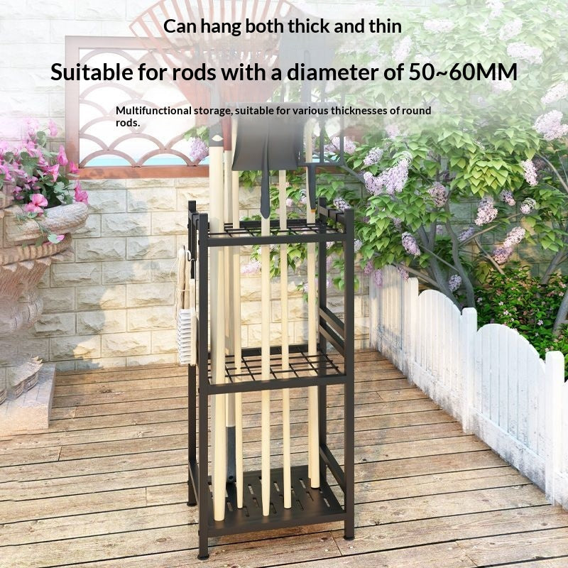 3-Tier Metal Garden Cart Storage Rack