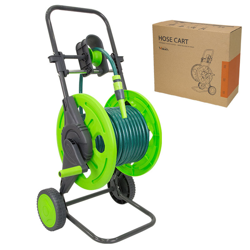Hand-Pushed Garden Water Hose Cart for Watering & Car Washing