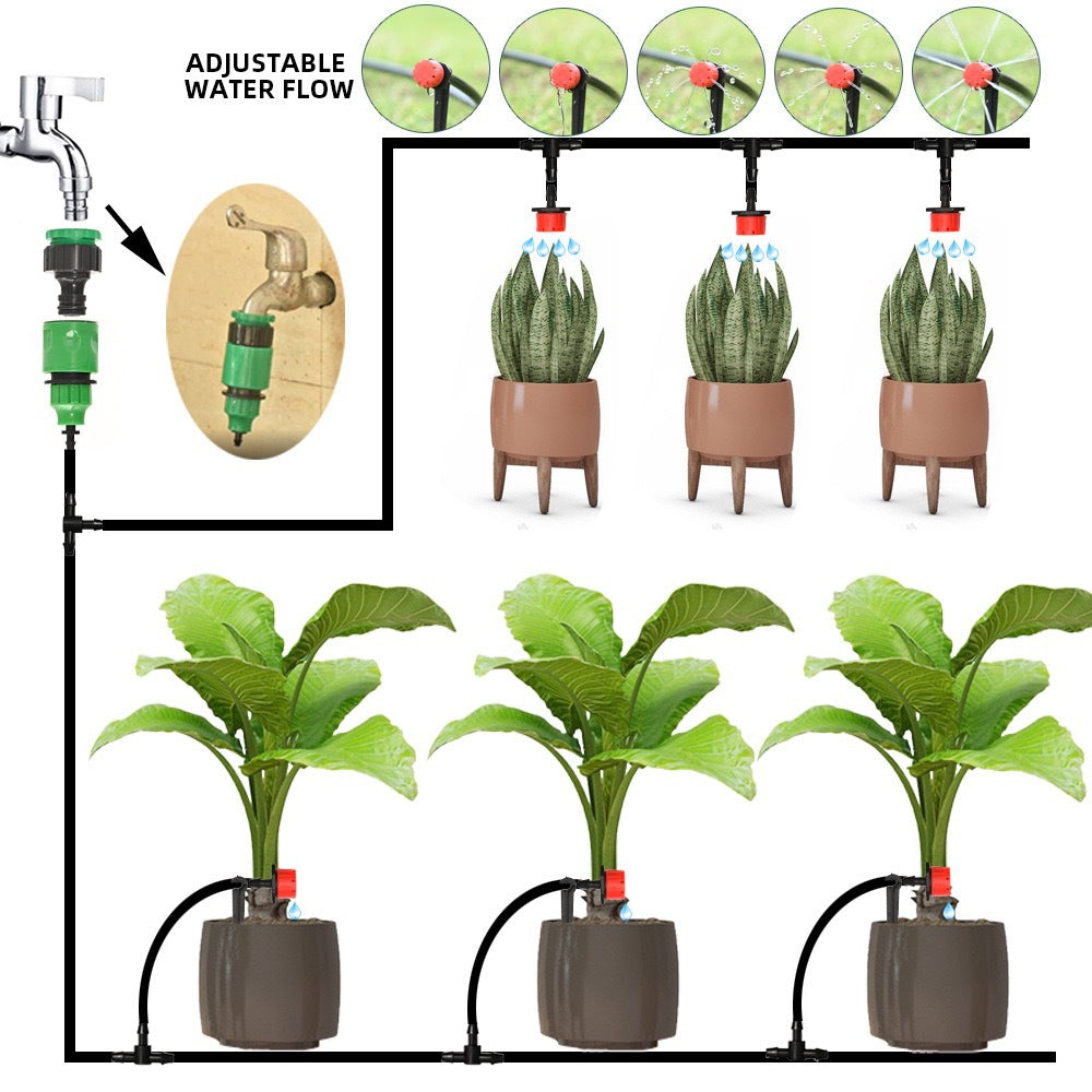 Automatic Drip Irrigation Planter Kit with 8 Adjustable Drippers