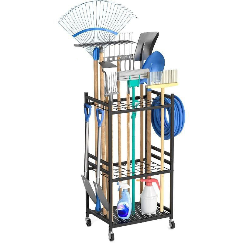 3-Tier Metal Garden Cart Storage Rack