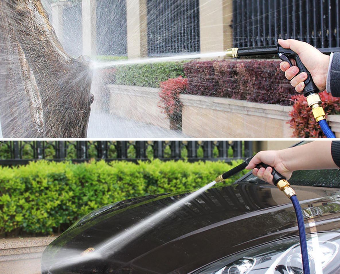 High-Pressure Car Wash Water Gun Set with Telescopic Hose & Foam Nozzle