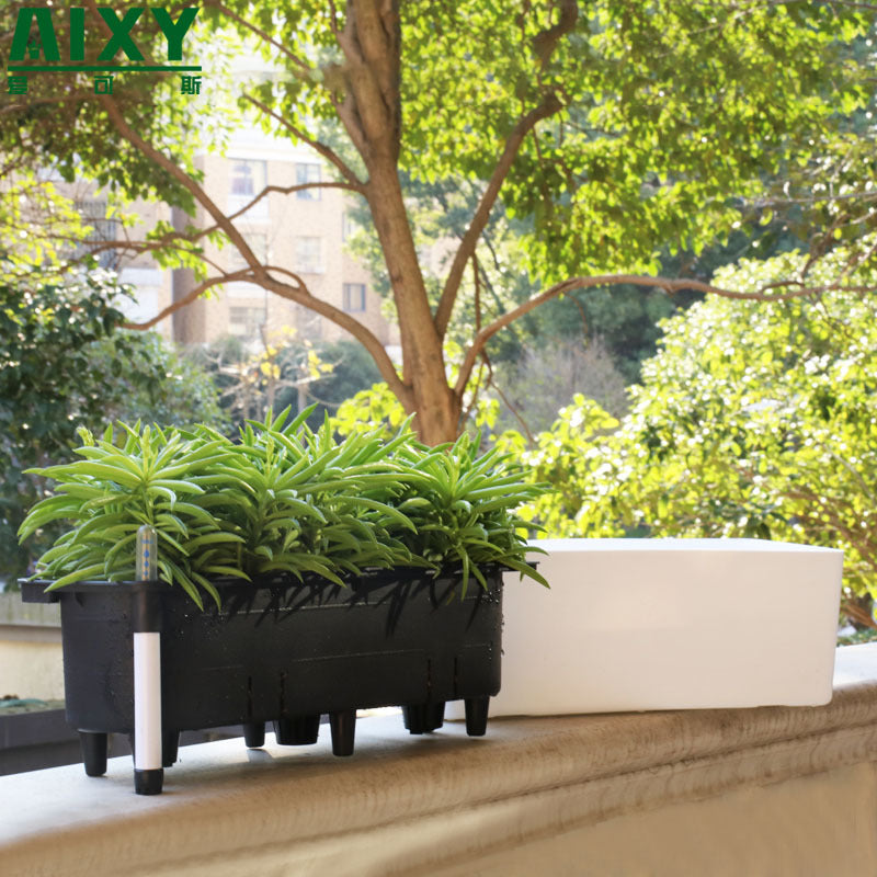 Rectangular Plastic Self-Watering Lazy Planter for Balcony Vegetables