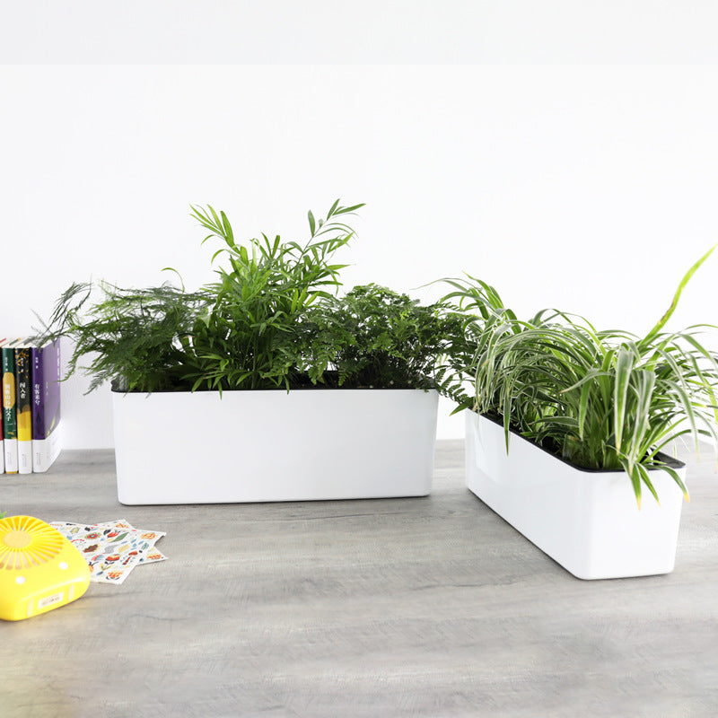 Rectangular Plastic Self-Watering Lazy Planter for Balcony Vegetables
