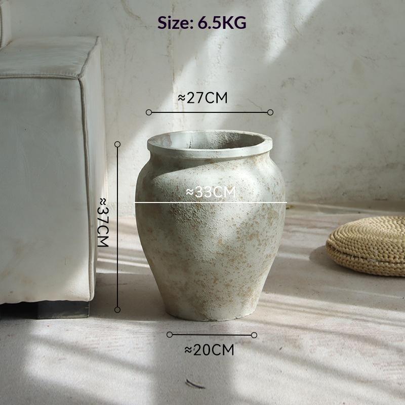 Retro Cement Large Jar Decorative Planter (Stone)