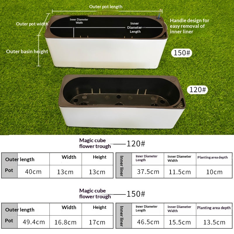 Rectangular Plastic Self-Watering Lazy Planter for Balcony Vegetables
